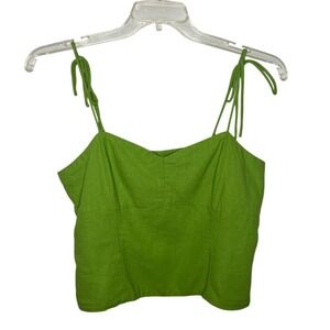 Old Navy Linen Blend Fitted Tank Top with Tie Straps & Smocked Back